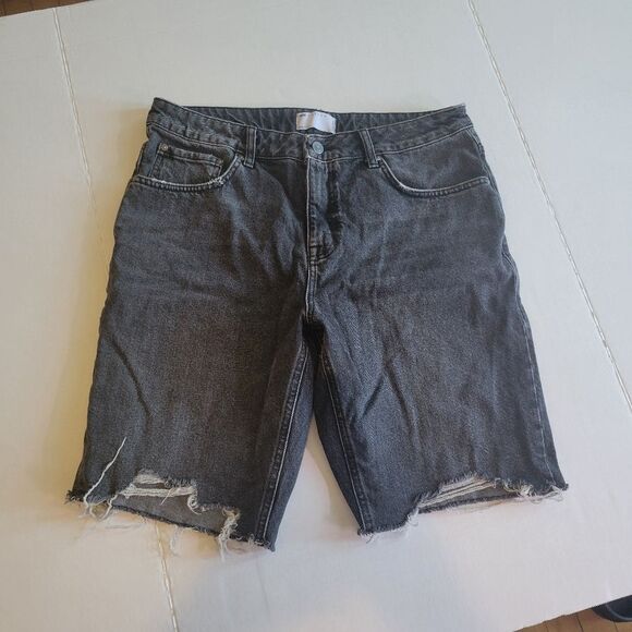 Asos Design Black Washed Denim Shorts Size 34 - Picture 1 of 8